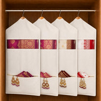 Double Pocket Hanging Saree Bag/Cotton Clothes Bags for Storage