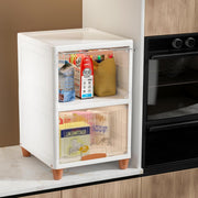 JD FRESH 1 Tier Foldable Plastic Rack for Storage/Kitchen Cupboard/Versatile and Sturdy Wardrobe for Clothes/Multipurpose Storage Organizer/Closet for Bedroom/Living Room/Laundry Room (Transparent)