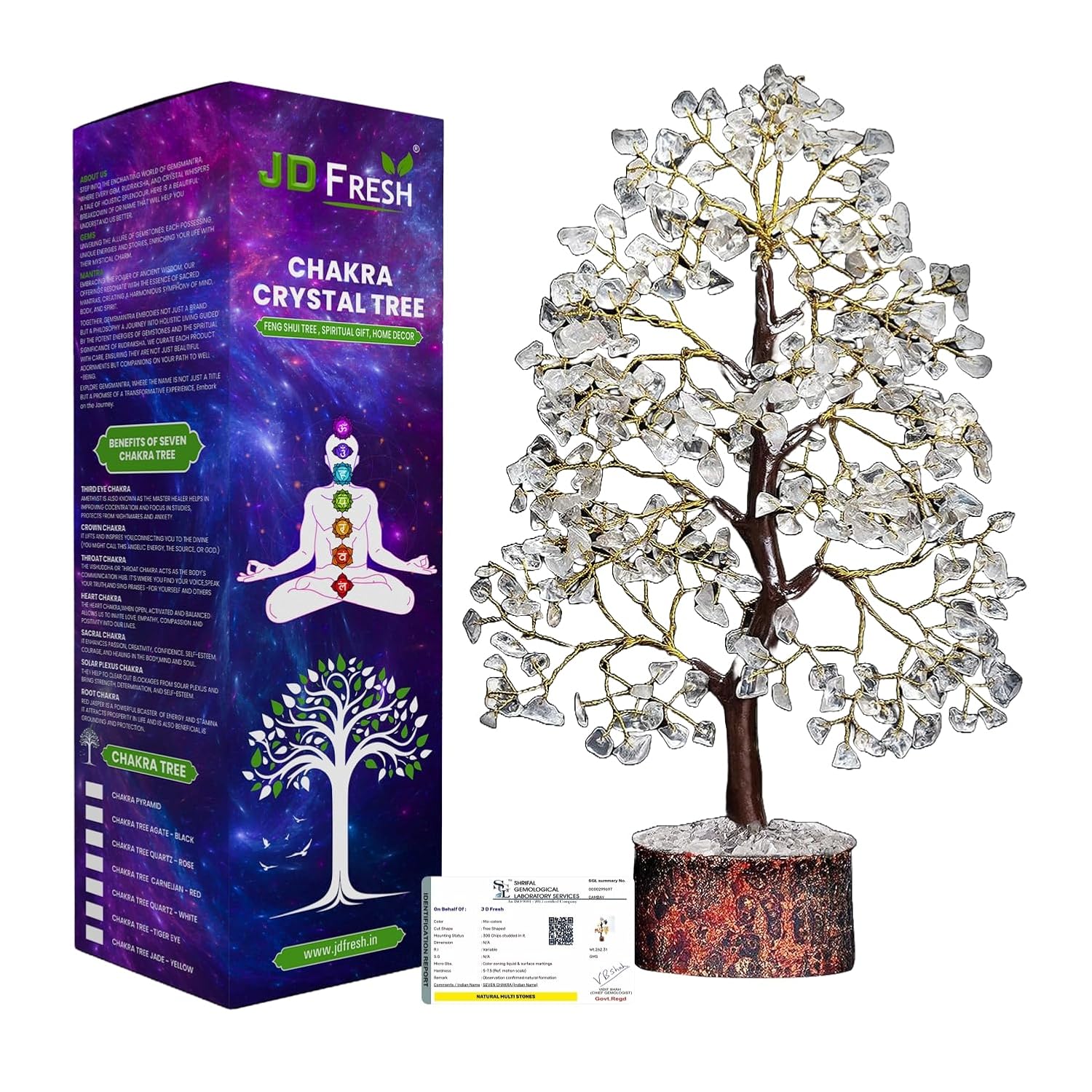Homifly 200 Beds 7 Chakras Crystal Tree/Gemstone Feng Shui Tree for Good Luck/Positive Energy and Meditation Spiritual for Good Luck/Handmade Showpiece for Home Décor/Living Room/Office and Gifting