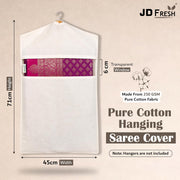 HOMIFLY Hanging Saree Bag/Cotton Clothes Bags for Storage/Hanging Cotton Saree Covers/Saree Stoarge Covers with Zip