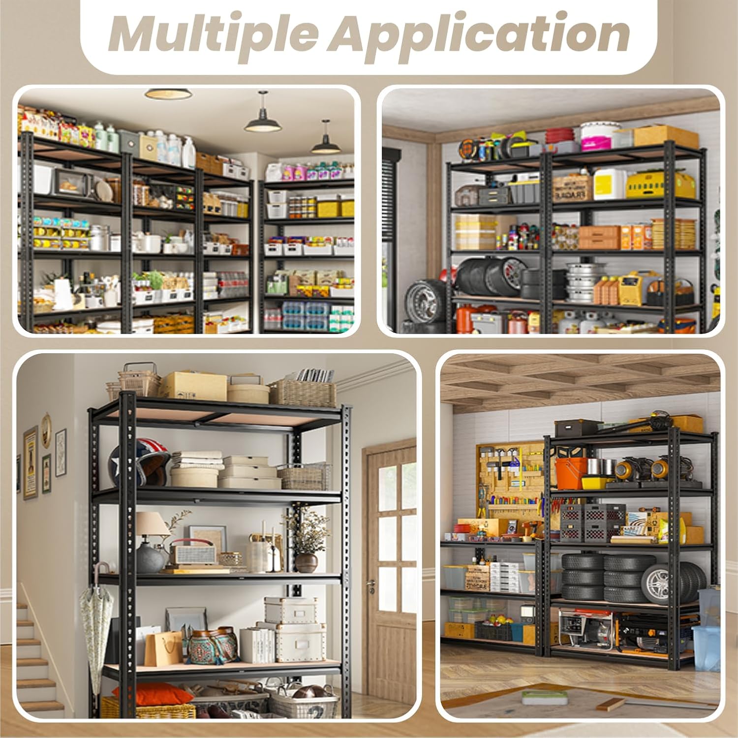 HOMIFLY Extra Large Metal Shelf Rack|Adjustable Boltless Shelving Unit|Heavy Duty Display Rack Organizer for Garage|Tool-Free Assembly and Rust-Resistant
