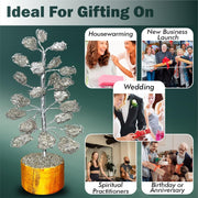 JD FRESH Certified 21 Beads Silver Pyrite Crystal Tree for Wealth/Protection/Success/Gemstone Money Tree for Positive Energy/Confidence/Luck/Handcrafted Healing Bonsai Feng Shui Home Décor Gift