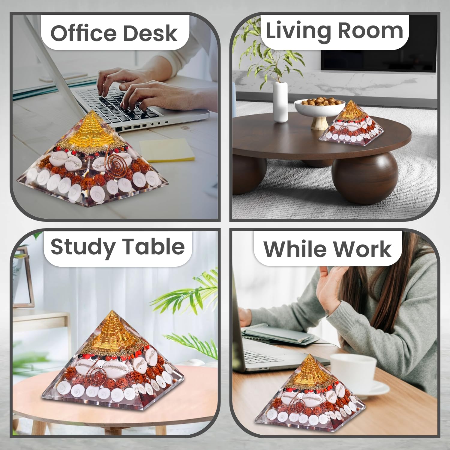Homifly Laxmi Pyramid/Rudraksha/Kodi/Gomati Chakra/Shree Yantra/Pooja Pyramid Vastu for Home for Good Luck/Money & Wealth