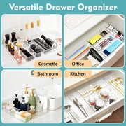 JD FRESH Polypropylene Set of 20 Drawer Organiser/Unbreakable Drawer Organizers/Dressing Table Organizer/Multi-Purpose Storage Boxes/Drawer Divider Tray for Kitchen/Bedroom/Office - (Transparent)