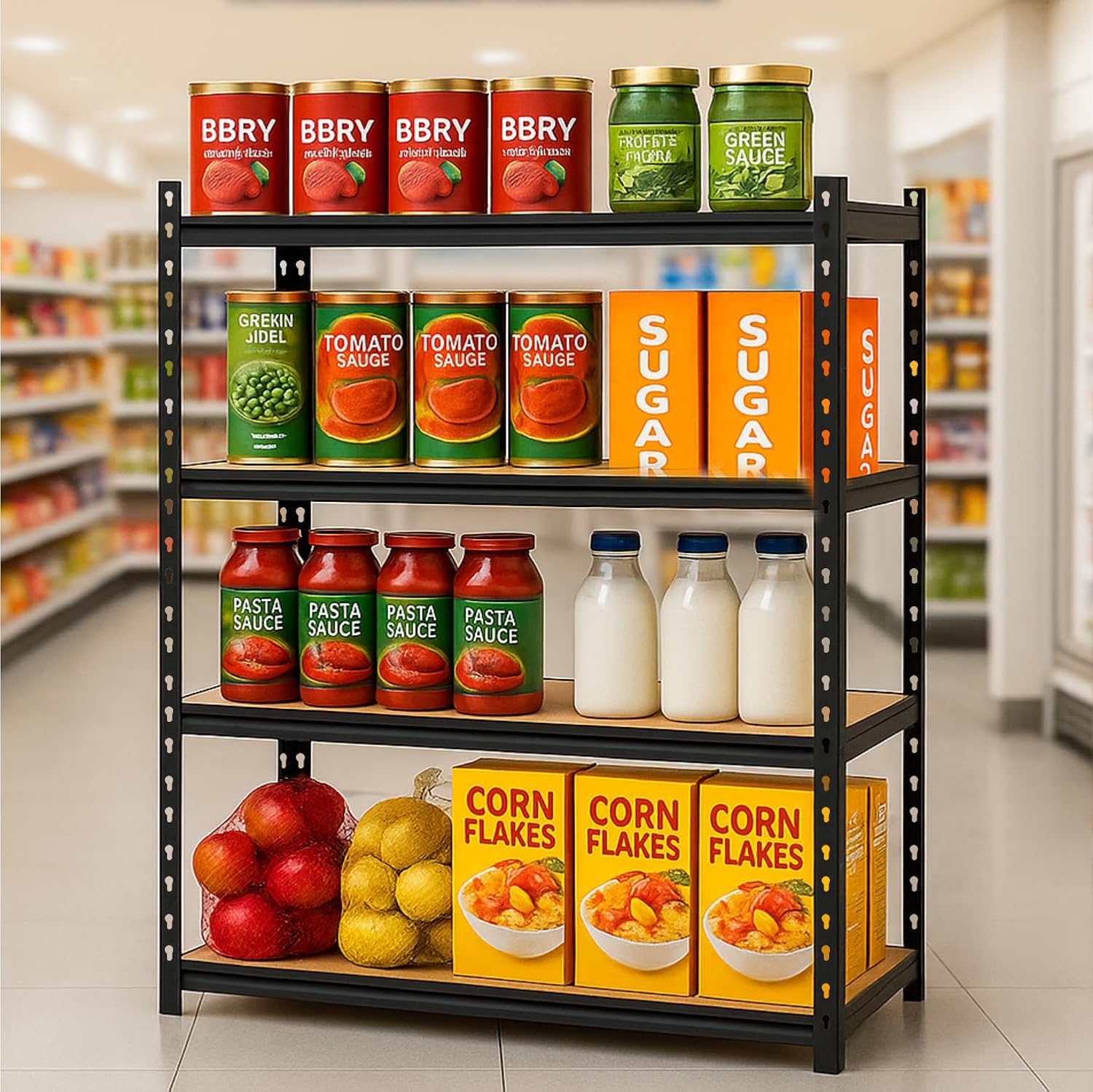 HOMIFLY Extra Large Metal Shelf Rack|Adjustable Boltless Shelving Unit|Heavy Duty Display Rack Organizer for Garage|Tool-Free Assembly and Rust-Resistant