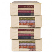 HOMIFLY Cotton Saree Cover for Wardrobe/Space Saving Bag with Zip Closure & Big Transparent Window (17 X 14 x 7 Inch)
