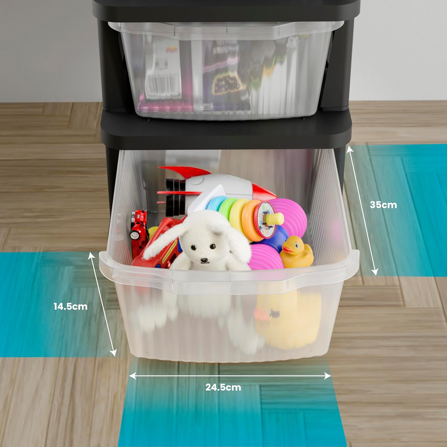 Homifly Plastic Drawer Organizer with Wheels/Modular Drawer Storage for Clothes/Toys Organizer for Kids Room