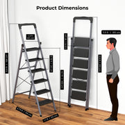 Foldable Home Ladder with Tool Tray & Anti-Skid Steps