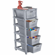 HOMIFLY 5-Tier Plastic Storage Cabinet Organizer for Home, Office, Hospital, School & Toy Organizer (GREY)