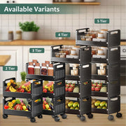 HOMIFLY Rolling Metal Utility Cart Heavy Durable Organizer Trolley for Kitchen/Bedroom/Office/Pantry (2 Tier)