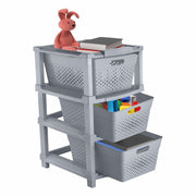 HOMIFLY 3-Tier Plastic Storage Cabinet Organizer for Home, Office, Hospital, School & Toy Organizer (GREY)