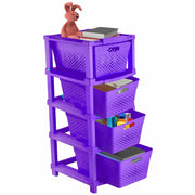 HOMIFLY 4-Tier Plastic Storage Cabinet Organizer for Home, Office, Hospital, School & Toy Organizer (PURPLE)