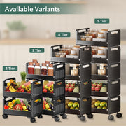 HOMIFLY Rolling Metal Utility Cart Heavy Durable Organizer Trolley for Kitchen/Bedroom/Office/Pantry (4 Tier)