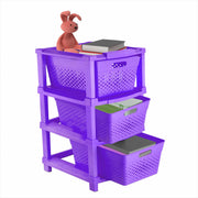 HOMIFLY 3-Tier Plastic Storage Cabinet Organizer for Home, Office, Hospital, School & Toy Organizer (PURPLE)