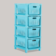 HOMIFLY 4-Tier Plastic Storage Cabinet Organizer for Home, Office, Hospital, School & Toy Organizer (BLUE)