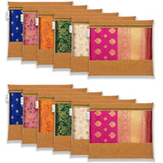 JD FRESH 12 Pcs Large Non Woven Saree Covers For Storage/Saree Bags with Zip/Multi-Purpose Lehenga Storage Bag/Clothes Covers for Dresses/Sarees/Lehengas (14x17 Inch)
