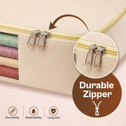 HOMIFLY Cotton Saree Cover for Wardrobe/Space Saving Bag with Zip Closure & Big Transparent Window (17 X 14 x 7 Inch)