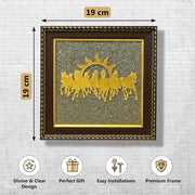 JD FRESH Original Certified Pyrite Stone Frame with Vaastu Seven Running Horses/Wooden Photo Frame/Wall Hanging Photo Frame/Vaastu Wealth Symbol for Money, Wealth, Protection & Chakra Healing