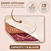 Homifly Canvas Cotton Blouse Organizer for Wardrobe|Dust Proof Blouse Storage Bags with Zipper (38x25x17 cm-Off White)