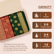 JD FRESH 6 Pcs Cotton Saree Covers/Storage Bags with Zip Cover/Space Saving Bag with Transparent Window/Wardrobe & Cupboard Organizer for Clothes/Bedsheets/Lehengas (16 x 13 x 3 Inch/Off White)