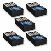 5-Slot Fabric Clothes Organizer for Wardrobe (Black)