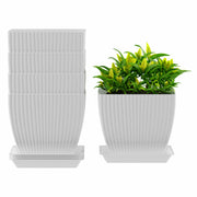 Set of 5 Plastic Flower Pots for Home & Garden (Square)