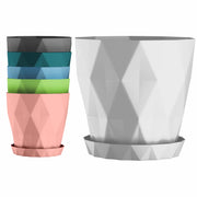 Set of 5 Plastic Flower Pots for Home & Garden (Diamond)