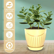 Set of 5 Plastic Flower Pots for Home & Garden (Round)