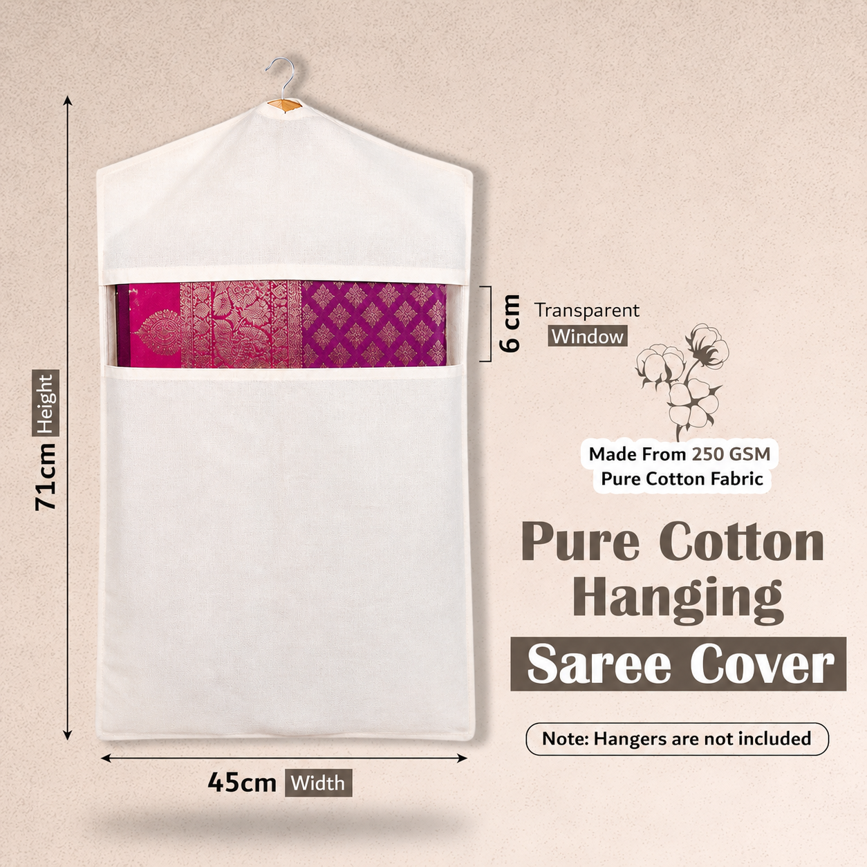 Hanging Cotton Saree Covers With Zip