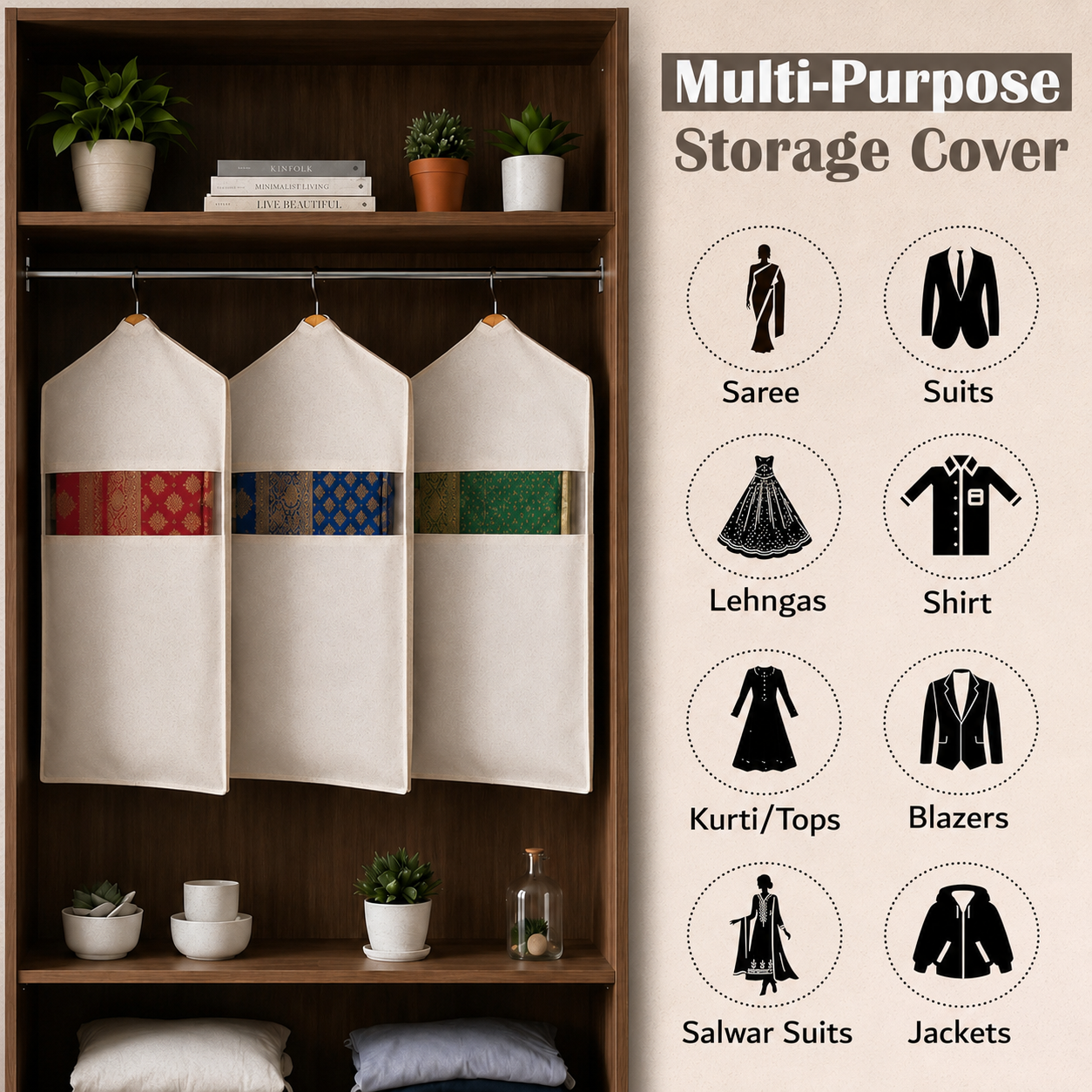 Hanging Cotton Saree Covers With Zip