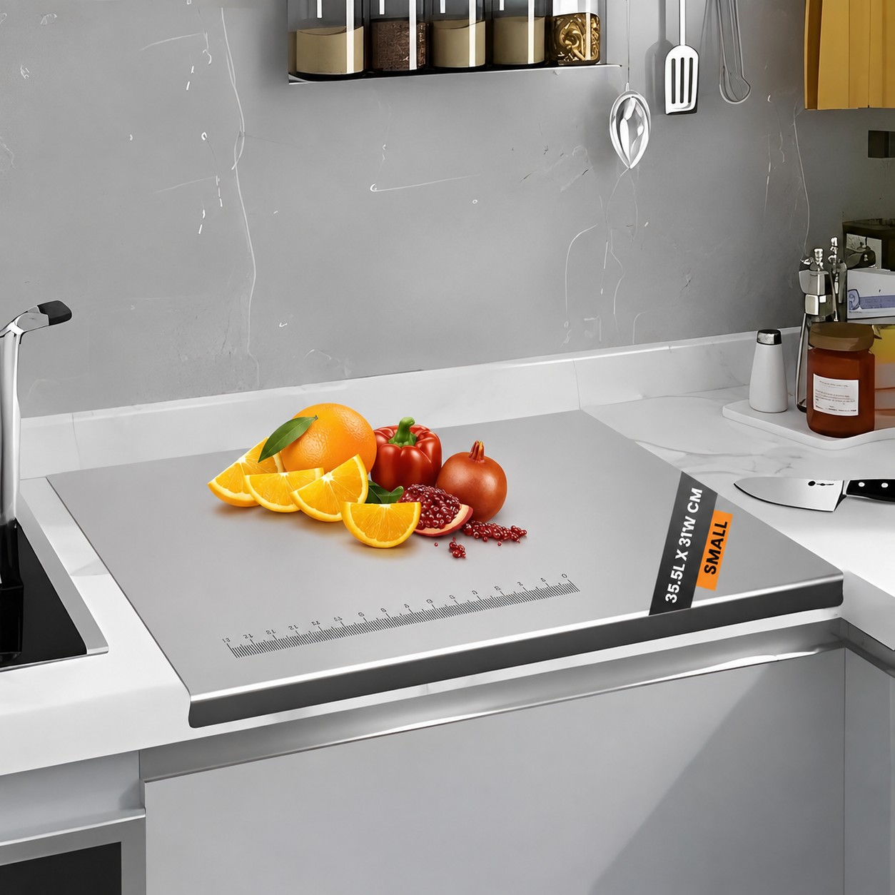 304 Stainless Steel Corner Chopping Board for Kitchen